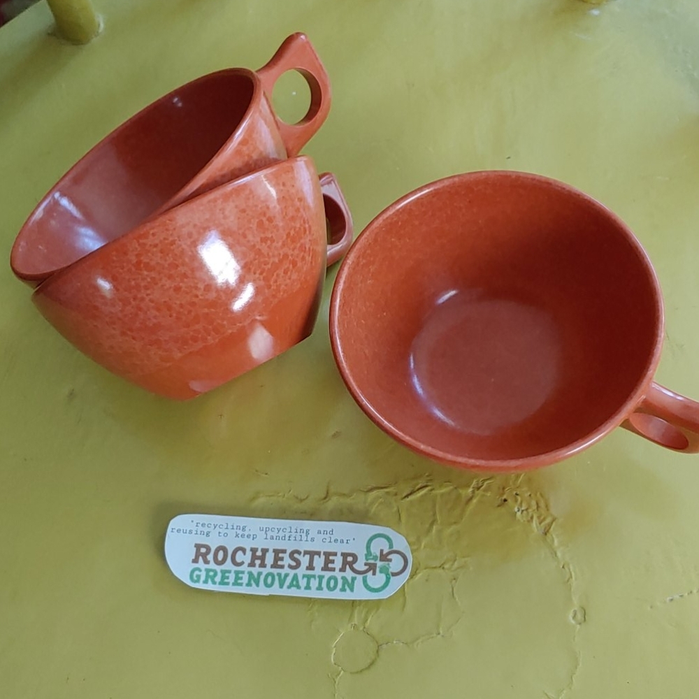 ***SOLD*** Vintage Marbled Orange Branchell Melmac Cups